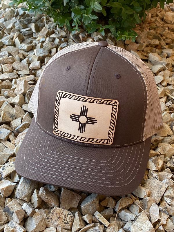 Trucker Hats with Custom Engraved Leather Patch