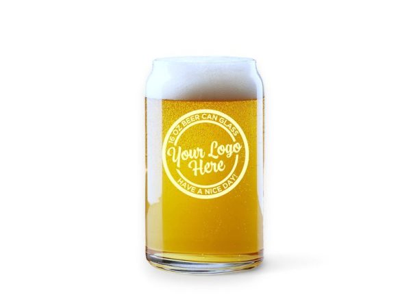 Custom Engraved Beer Can Glass with your Business Logo
