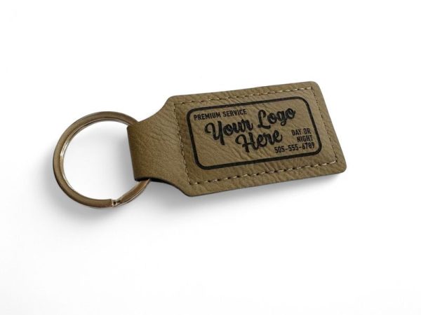 Custom Engraved Leatherette Keychains - Business Gift